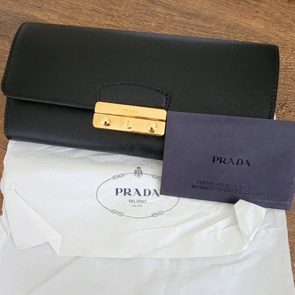 Brand new Prada genuine leather long wallet